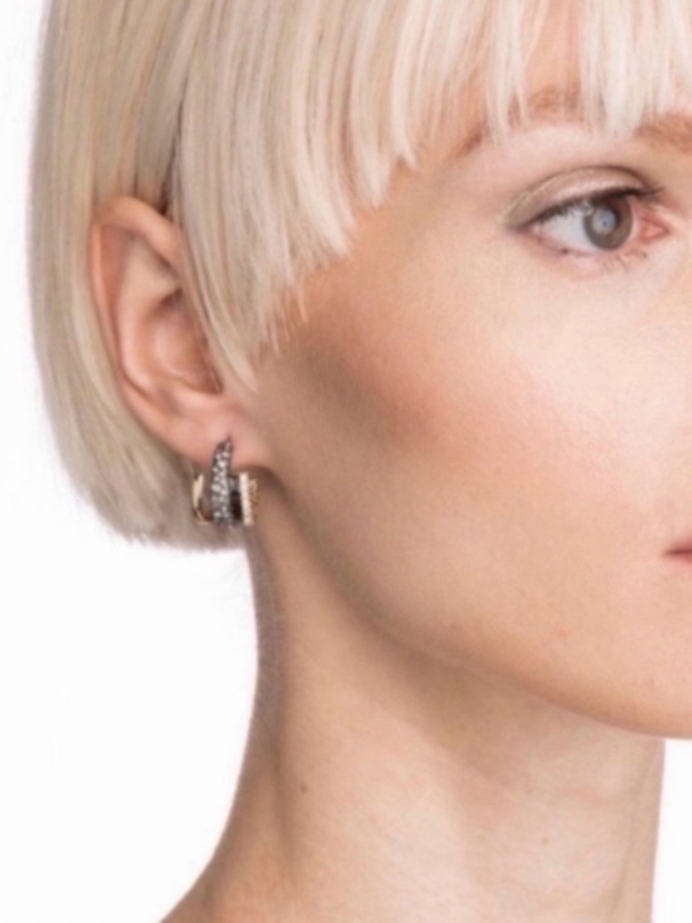 ALEXIS BITTAR Floating Orbit Stacked Hoop Earrings Post Mixed Metals MY21